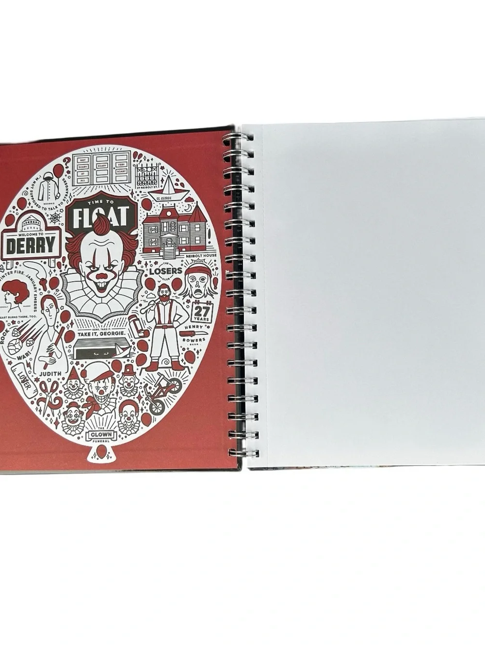 Pennywise Clown IT Sketchbook Set Color Pencils Horror Halloween Spiral Bound